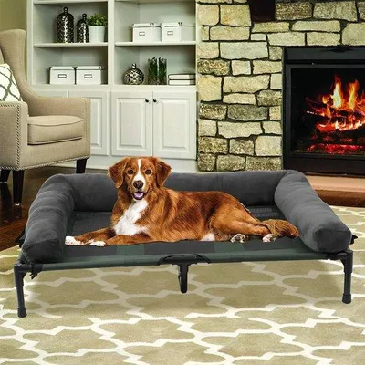 Image de Lit pour chien surélevé – Grand lit pour chien (L) – Panier pour chien – Transat – 90x70x28 cm – Adapté pour intérieur et extérieur – Imperméable