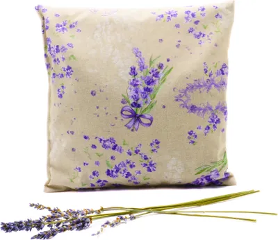 Produktbild von Lavendelkissen - Beige-Lila - handgenäht - Lavendel Kissen - 1 Stück