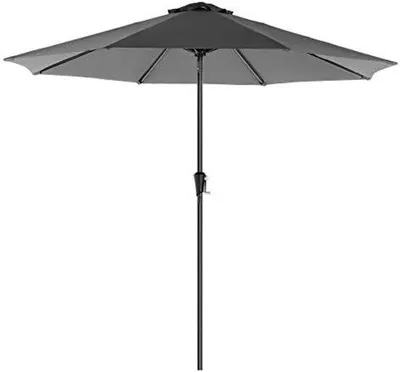 Obrázok produktu pre Osemuholníkový záhradný slnečník, priemer 3 metre, sivý, polyester, skladací s rukoväťou, ochrana pred slnkom do záhrady, na balkón a terasu