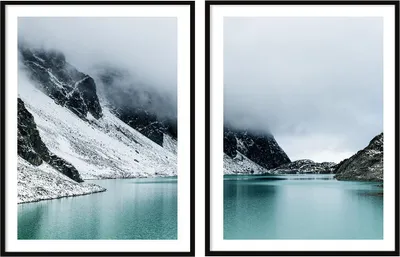 Obrázek produktu pro BILDPOSTER V RÁMU 53x73cm diptych sada 2 obrazů hory jezero P2076