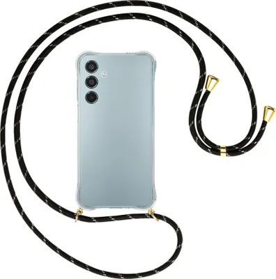 Produktbild von Handykette Backcover-Schutzhülle mit Band (Metall goldfarben) für Samsung Galaxy M35 5G - schwarz/gold
