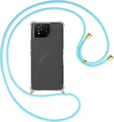 Produktbild von Handykette Backcover-Schutzhülle mit Band (Metall goldfarben) für ASUS ROG Phone 9 - himmelblau