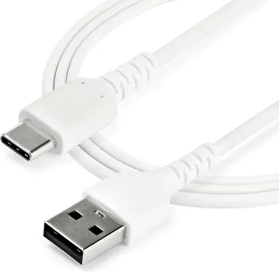 Produktbild von StarTech.com 2m USB-A auf USB-C Ladekabel - Dauerhaftes USB 2.0 auf USB Typ-C Datenübertragungs- und Schnellladekabel - Robuster TPE-Mantel Aramidfaser, M/M, 3A - Weiß (RUSB2AC2MW) - USB-Kabel - USB (M) gerade zu 24 pin USB-C (M) gerade - Thunderbolt 3 / U