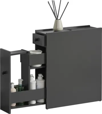Produktbild von In And OutdoorMatch Nischenschrank Monique - Badezimmerschrank - Mit 2 Schubladen - 58x16x48 cm - Dunkelgrau - Spanplatte - Platzsparend - Stilvolles Design