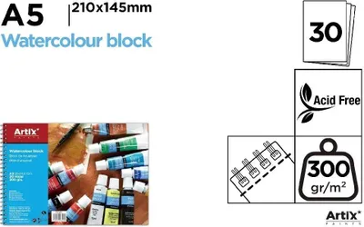 Imagen del producto de Bloc de acuarela A5/30 hojas, 300g - Artix