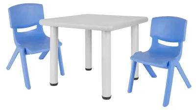 Produktbild von Bieco Kindertisch mit 2 Stühlen | Für Innen und Außen | Kindertisch mit Stühle Stapelbar & Kippsicher | Basteltisch Kinder Tisch Stuhl Set Maltisch für Kinder Sitzgruppe Kinder Tisch mit 2 Stühlen