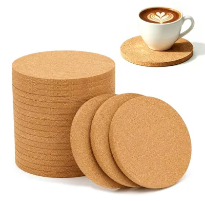 Produktbild von Famanu Untersetzer 20 Stück - Runde Korkuntersetzer, 10 cm Durchmesser