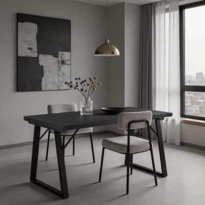 Produktbild von HOMAVO Esstisch 140x80x75 cm – Modernes Design, Metall & MDF, stabiler und multifunktionaler Tisch für Esszimmer, Büro oder Hobbyraum