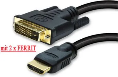 Produktbild von HDMI Stecker / DVI-D 18+1 Stecker verg. Ferrit 3m