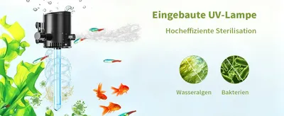 Produktbild von Aquarienfilter - Innenfilter 5-in-1 - Durchfluss 800 l/h - UV-Sterilisation 6 W - Für Aquarien 100–300 l - Sauerstoffanreicherung - Für alle Wasserarten