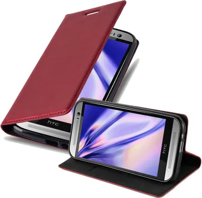 Obrázek produktu pro Cadorabo Case for HTC ONE M8 Protective Case in Red Pouzdro na mobilní telefon s magnetickým zavíráním