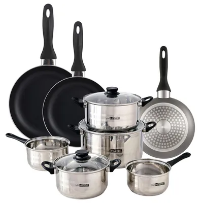 Image de Ensemble de 8 pièces en acier inoxydable, comprenant des casseroles de 16 et 24 cm
