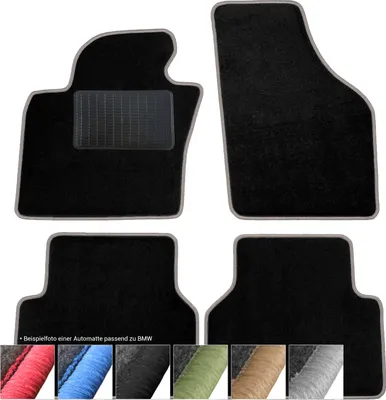 Image de tapis de sol moto-MOLTICO Tapis de voiture en velours noir Jeu de tapis de voiture 4 pièces pour BMW Série 1 E87 2004-2011 (gris - coutures décoratives)