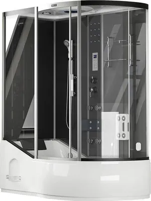 Immagine prodotto di Home Deluxe - Tempio della doccia ALL IN 4in1 - Nero, 170 x 90 x 220 cm a destra - incl. funzione vapore, doccia a pioggia e massaggio plantare I Sauna a vapore, tempio della doccia doccia idromassaggio doccia prefabbricata