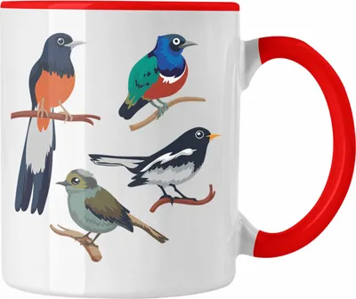 Produktbild von Trendation - Arten von Vögeln Vogel Tasse Geschenk Grafik Geschenkdiee für Vogel-Liebhaber (Rot)