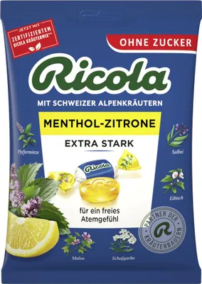 Image de Ricola o.Z.Beutel Menthol-Citron extra fort Bon. 75 g