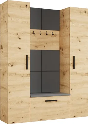 Produktbild von Masseno Garderobe-Set MODULO 160,6/204/40 cm Modern Garderobenschrank Eiche Artisan