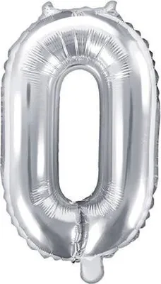 Produktbild von Zahl 0 Folienballon silber 35cm
