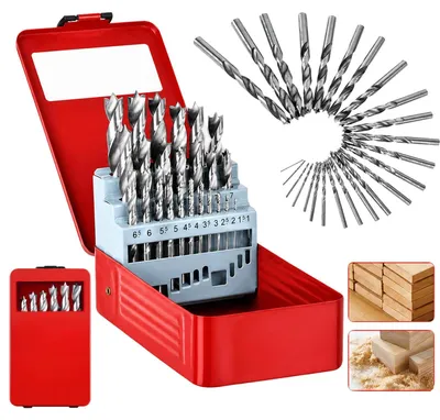 Obrázok produktu pre Omgoods – Súprava vrtákov do dreva, 1-13 mm – 25-dielna súprava oceľových vrtákov