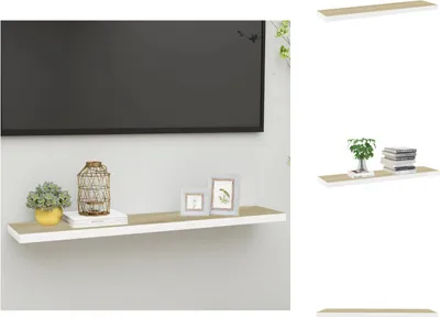 Immagine prodotto di vidaXL Scaffale galleggiante in MDF bianco e rovere 120x23,5x3,8 cm - Scaffali a muro