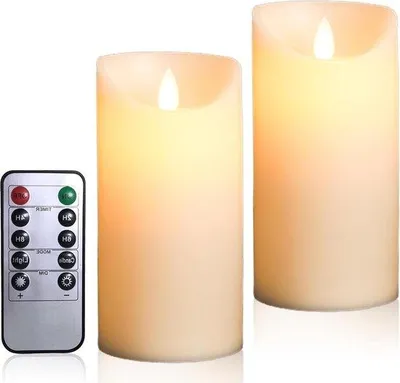 Produktbild von LED-Lichterkandelaber mit Bewegender Flamme und Fernbedienung - Set aus 2 Ständerkandelabern mit Flickernde Flamme für Innen und Außen
