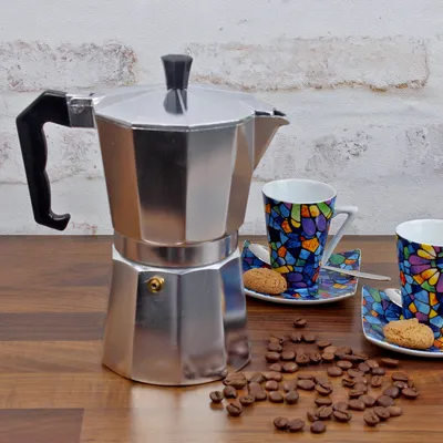 Produktbild von Espressokocher für 6 Tassen - 300ml - Aluminium - 16,7 x 10,2 x 20,5cm