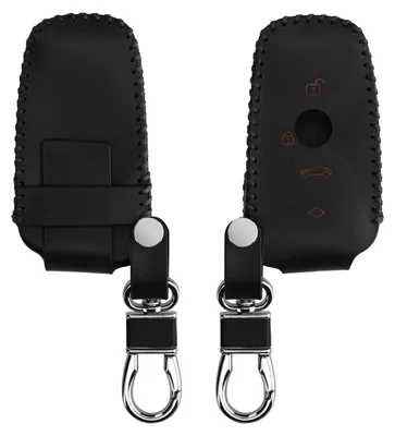 Produktbild von kwmobile Leder Autoschlüssel Hülle kompatibel mit BMW 3-Tasten Funk Autoschlüssel (nur Keyless Go) Schlüsselhülle - Schlüssel Tasche Schwarz