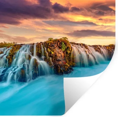 Produktbild von MuchoWow® Wandtattoo Wandsticker Wandaufkleber Wasserfall - Landschaft - Wolken - Natur 80x80 cm Selbstklebend und Repositionierbar - Wierderverwendbar - Selbstklebend
