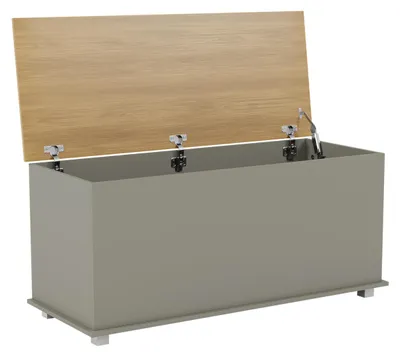 Productafbeelding van Opbergbox, houten kist met deksel, stoel, kruk, grijs