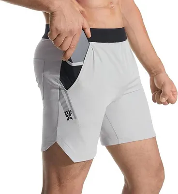 Productafbeelding van Herensportshorts, lichtgewicht, geschikt voor fitness, met twee zakken, lichtgrijs, maat XL