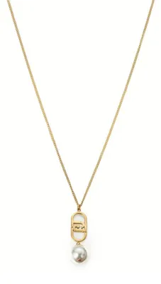 Immagine prodotto di Collana placcata oro con logo e perle Moda LJ2208