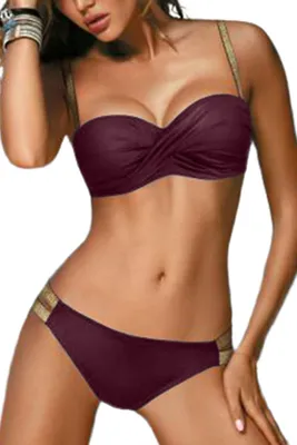 Immagine prodotto di JFAN Set bikini da donna, costume da bagno push-up, costume da bagno a due pezzi con slip e cintura dorata
