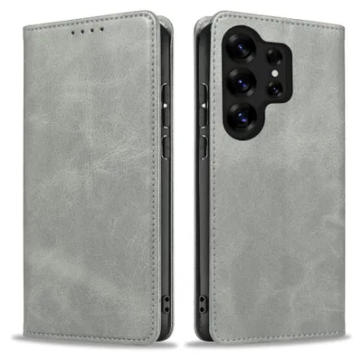 Produktbild von Handyhülle für Samsung Galaxy S25 Ultra Kunstleder Flip Cover Hülle Klapphülle Case Kartenfach Farbe: Grau