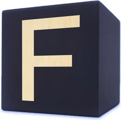 Immagine prodotto di Cubo di legno per lettere, 5 x 5 cm, nero, lettera F