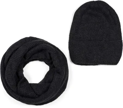 Produktbild von styleBREAKER Uni Winter Set Beanie Strick Loop, Schwarz