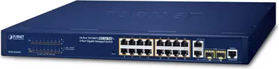 Obrázok produktu pre PLANET FGSW-1816HPS, Riadený, L2, Fast Ethernet (10/100), Podpora napájania cez Ethernet (PoE), Inštalácia do Racku