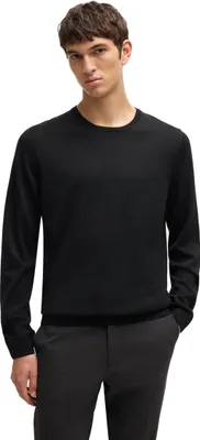 Produktbild von Boss schwarzer Pullover Rundhals 100% Wolle schwarz einfarbig