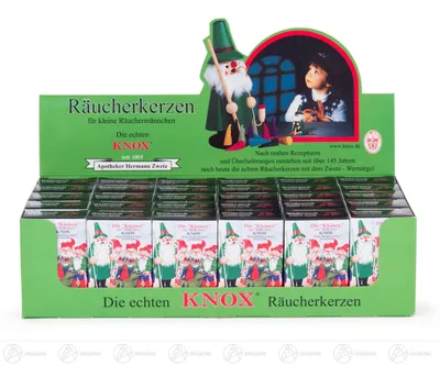 Produktbild von Zubehör Verkaufsdisplay KNOX Mini-Räucherkerzen Weihrauch, 30 Schachteln à 24 Stück Breite x Höhe x Tiefe 25 cmx6 cmx11 cm NEU