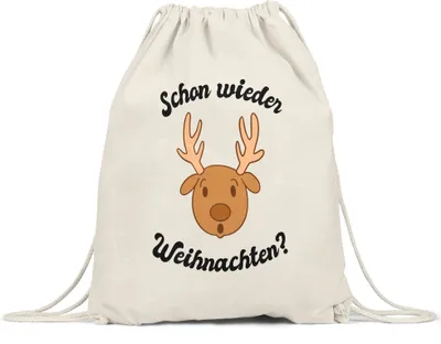Produktbild von Schon Wieder Weihnachten Turnbeutel Gymsack  Tolle Geschenkidee  Weihnachtszeit Weihnachten Elch Lustiges Motiv