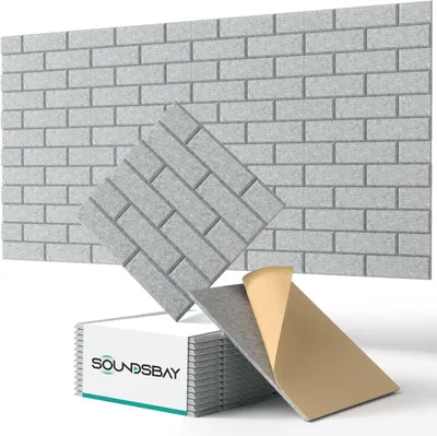 Productafbeelding van Geluidsisolatiepanelen 30x30 cm, 12 stuks, zelfklevend, grijs, voor akoestiek