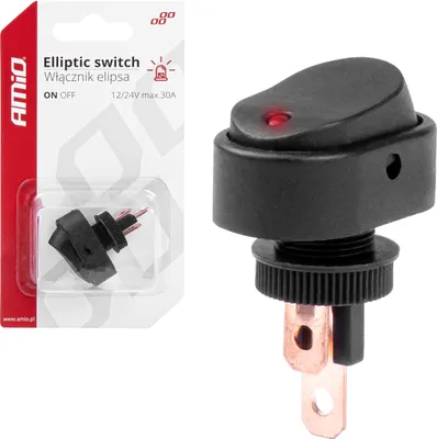 Produktbild von Schalter mit LED-Beleuchtung für 12V/24V, schwarz, ON-OFF, AMIO-03089