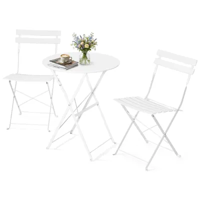 Produktbild von Avestar 3-teiliges Bistro-Set klappbar E-beschichtet weiß