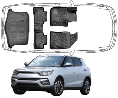 Produktbild von 3D Fußmatten & Kofferraumwanne Auto Set Kompatibel mit SsangYong Tivoli ab 2015 - 2014
