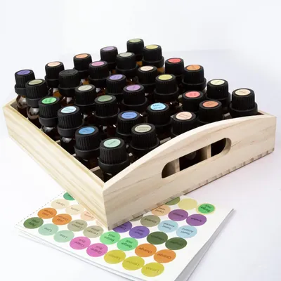 Produktbild von Aufbewahrungsbox aus Holz für ätheische Öle, Organizer mit 30 Fächern, Ständer für 15-ml-Fläschchen, Nagelacksammlung