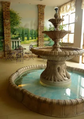 Produktbild von Casa Padrino Barock Garten Deko Springbrunnen Beige 181 x 181 x H. 180 cm - Prunkvoller Gartenbrunnen im Barockstil - Stein Brunnen mit Umrandung - Barock Garten & Terrassen Deko Accessoires