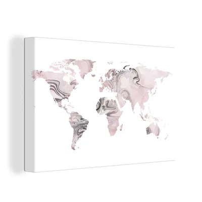 Produktbild von OneMillionCanvasses® - Leinwandbilder - 150x100 cm, Weltkarte - Weiß - Farbe, Wandbilder Kunstdruck Wanddekoration