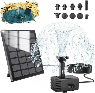 Produktbild von Solarbetriebenes Springbrunnen-Set mit Glasplatte und Düsen für Garten und Teich