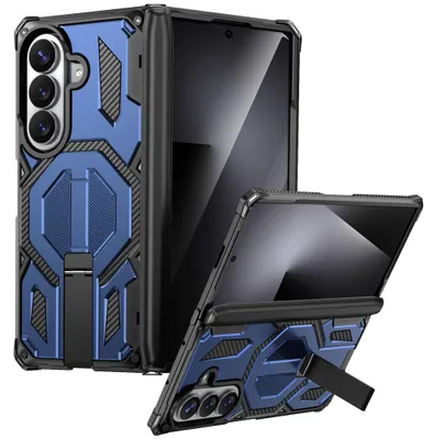 Image de Coque de protection rabattable avec support pour téléphone Samsung Galaxy Z Fold 7 + 8 Ultra 5G, couleur bleue