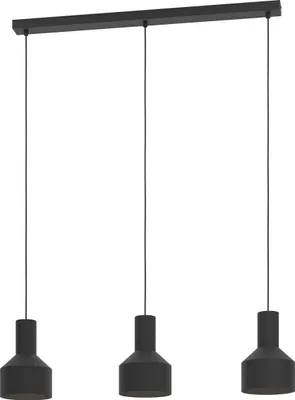 Produktbild von EGLO Pendelleuchte Casibare, 3 flammige Hängelampe industrial, monochrom, Hängeleuchte aus Metall in Schwarz, Esstischlampe, Wohnzimmerlampe mit E27
