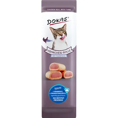 Produktbild von Dokas Hühnchen-Rolle mit Thunfisch, Snacks, Katze, Adult, Huhn, Thunfisch, 10 g